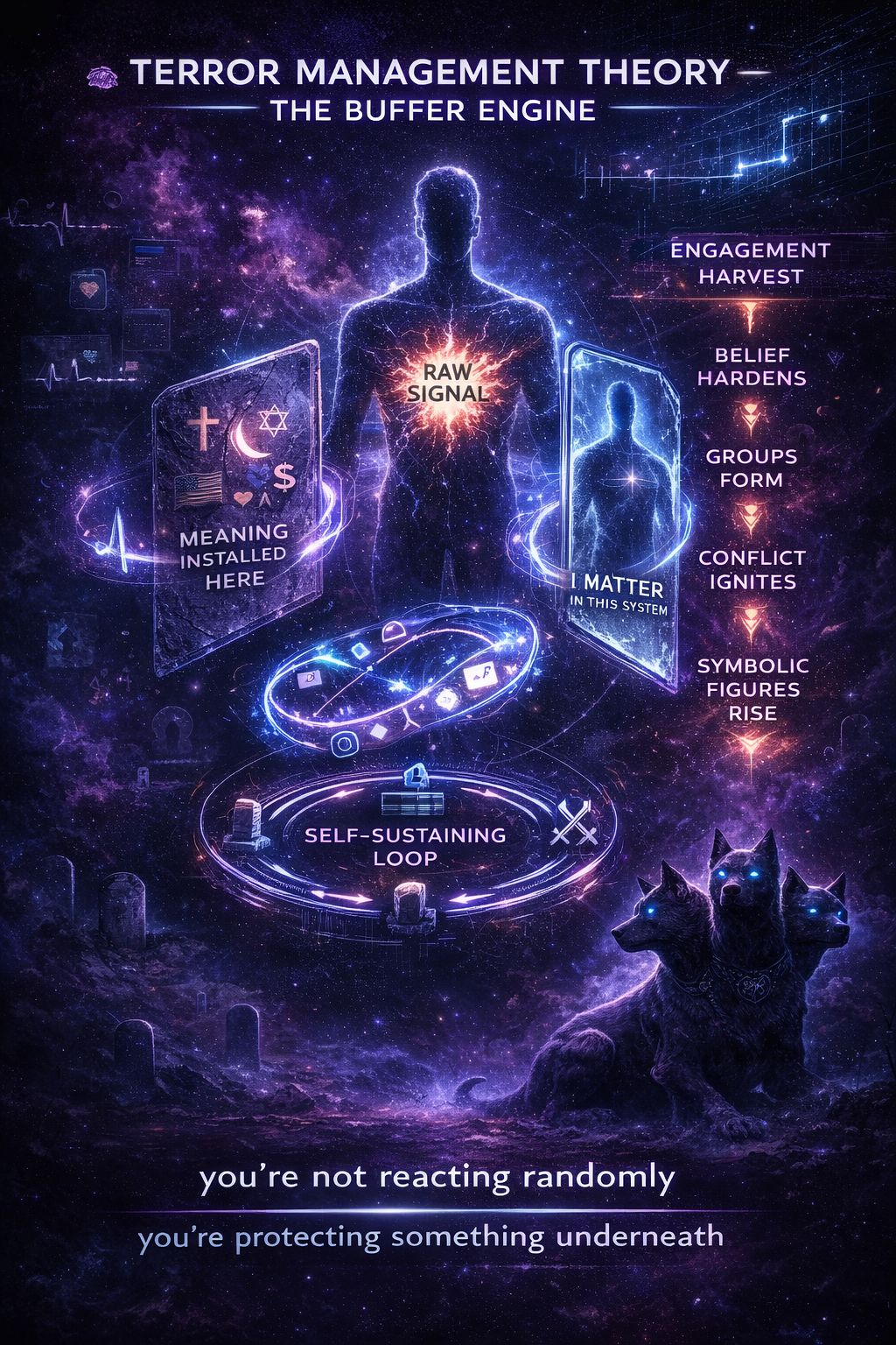 Terror Management Theory cosmic buffer engine diagram