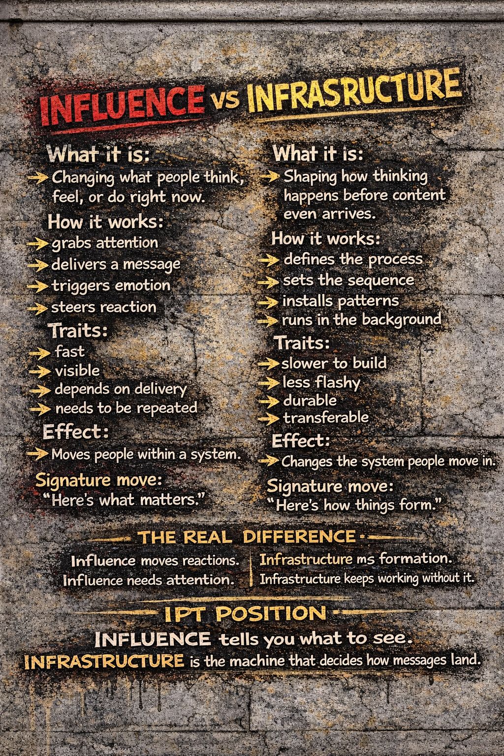 Influence vs Infrastructure IPT poster